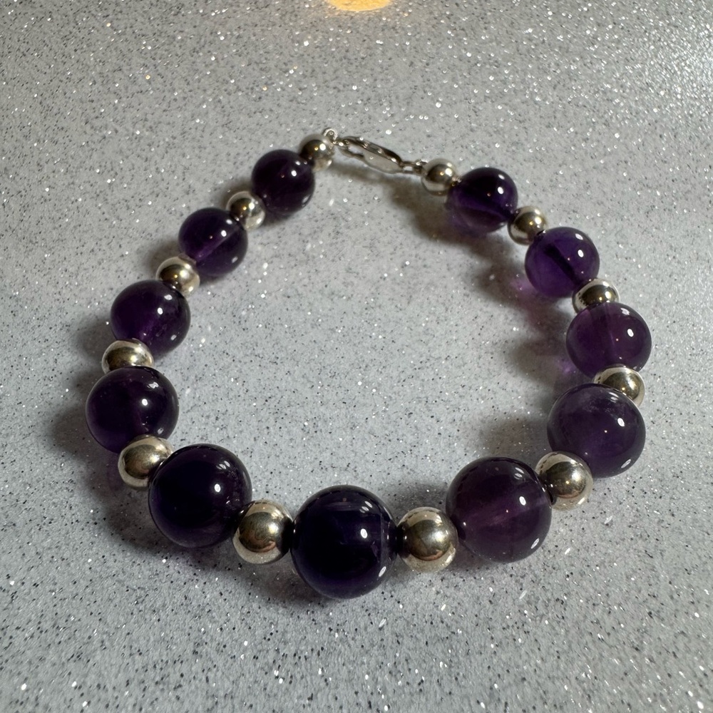 Tiffany & Co. Amethyst and Silver Beaded Bracelet